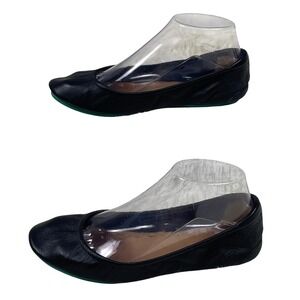 Tieks Ballet Flats Womens 6 Matte Black Excellent Leather Foldable Slip On Shoes